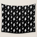 Lightning Bolt Pattern (white/black) Wall Tapestry Gallery Image 4