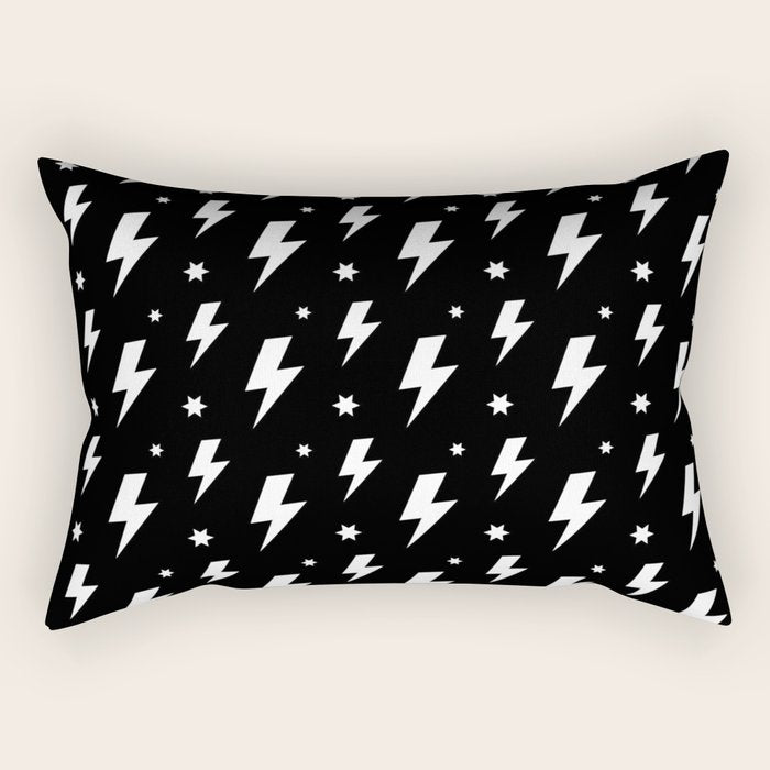 Lightning Bolt Pattern (white/black) Rectangular Pillow Gallery Image 1