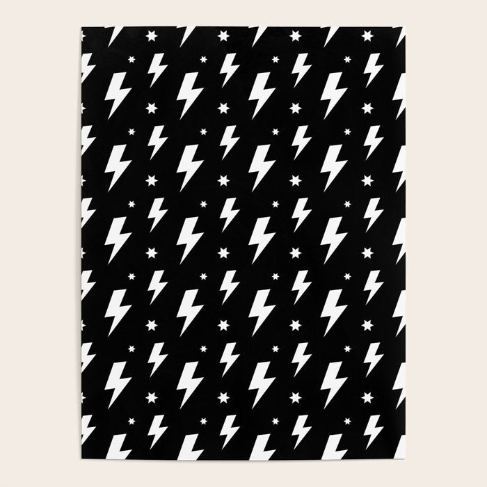 Lightning Bolt Pattern (white/black) Poster Gallery Image 4