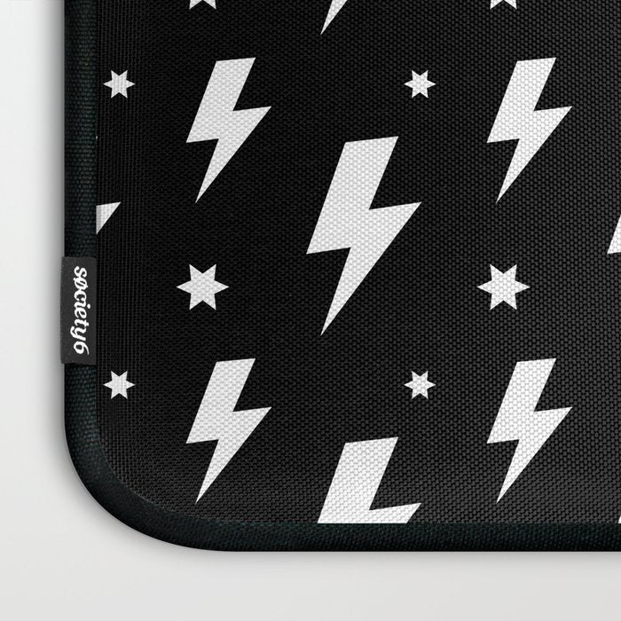 Lightning Bolt Pattern (white/black) Laptop Sleeve Gallery Image 3