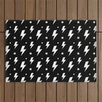 Lightning Bolt Pattern (white/black) Outdoor Rug Gallery Image 1