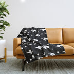 Lightning Bolt Pattern (white/black) Throw Blanket Gallery Image 1
