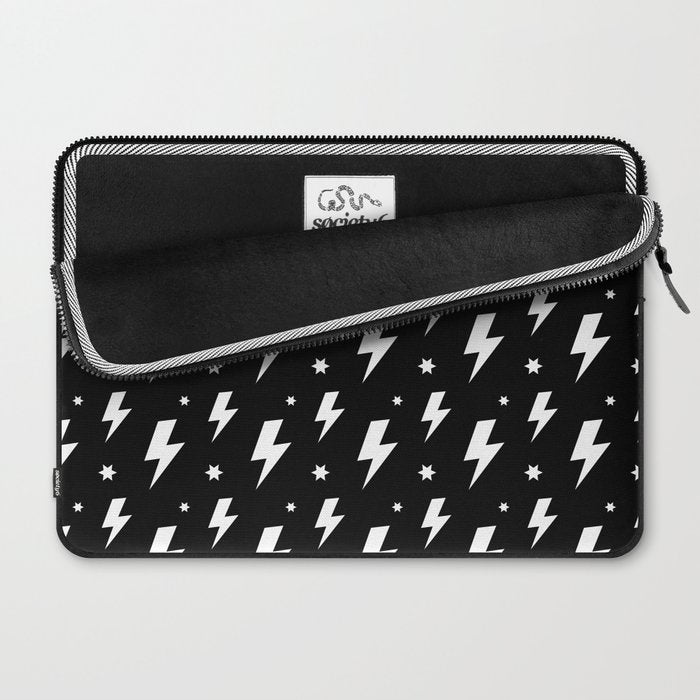 Lightning Bolt Pattern (white/black) Laptop Sleeve Gallery Image 2