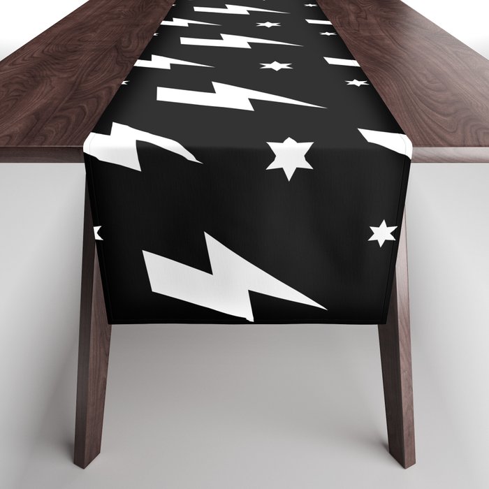 Lightning Bolt Pattern (white/black) Table Runner Gallery Image 1
