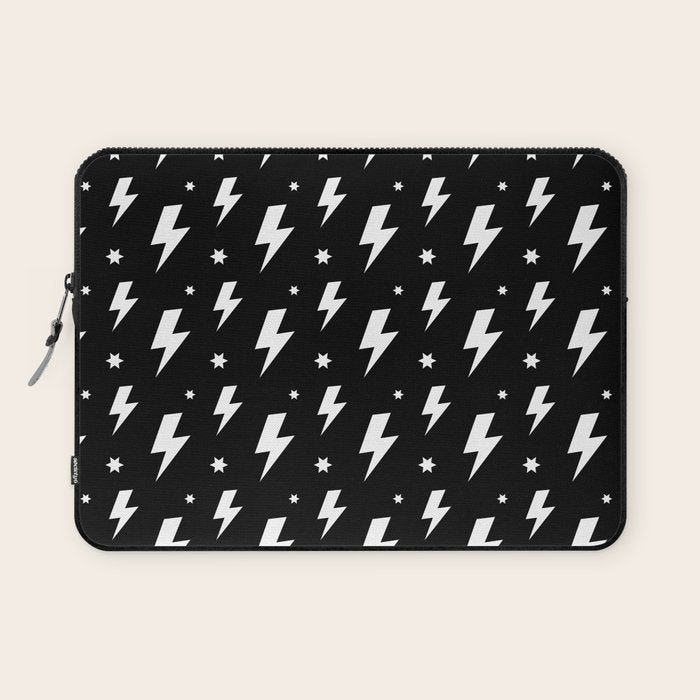 Lightning Bolt Pattern (white/black) Laptop Sleeve Gallery Image 1