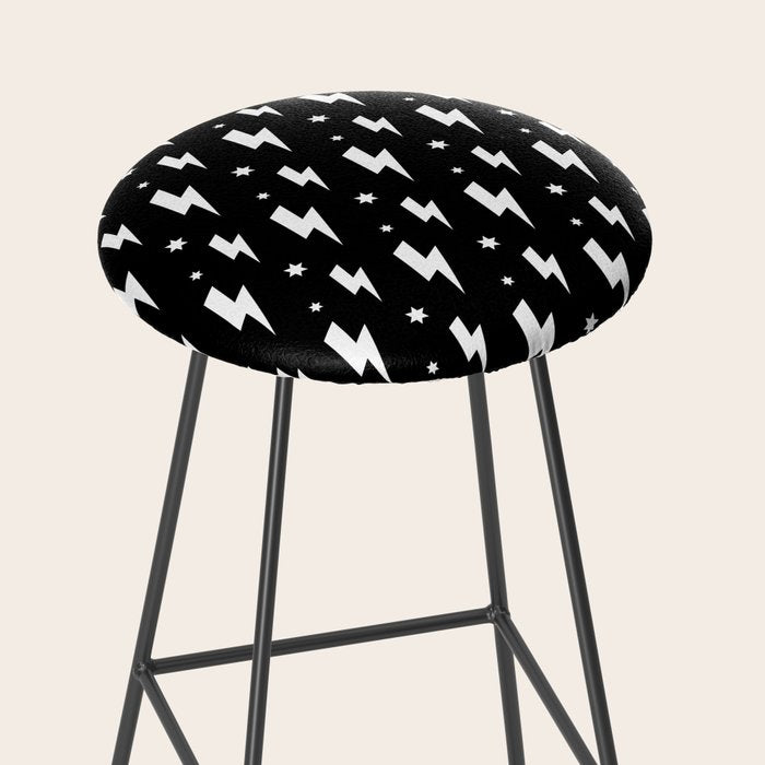 Lightning Bolt Pattern (white/black) Stool Gallery Image 2