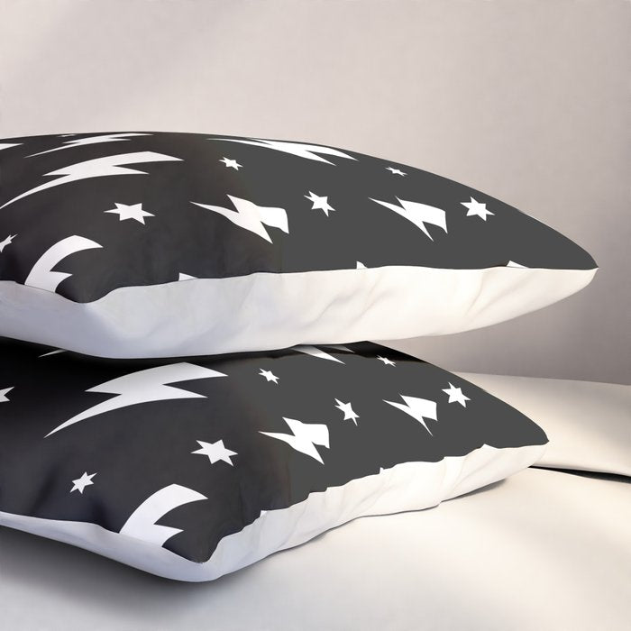 Lightning Bolt Pattern (white/black) Pillow Sham Gallery Image 3