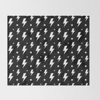 Lightning Bolt Pattern (white/black) Throw Blanket Gallery Image 2