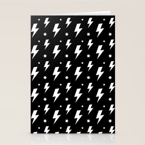 Lightning Bolt Pattern (white/black) Stationery Card Gallery Image 2