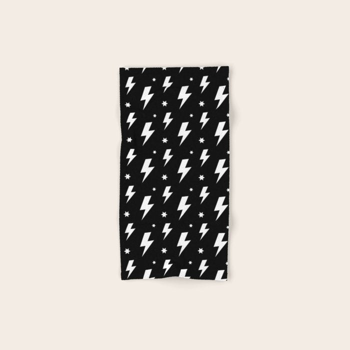 Lightning Bolt Pattern (white/black) Bath Towel Gallery Image 1