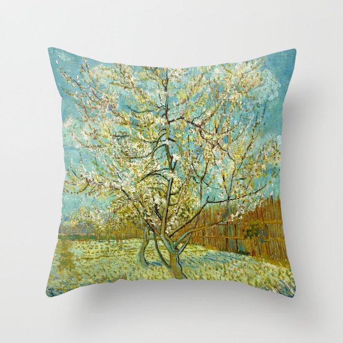 Vincent van Gogh "The pink peach tree" Throw Pillow Gallery Image 6