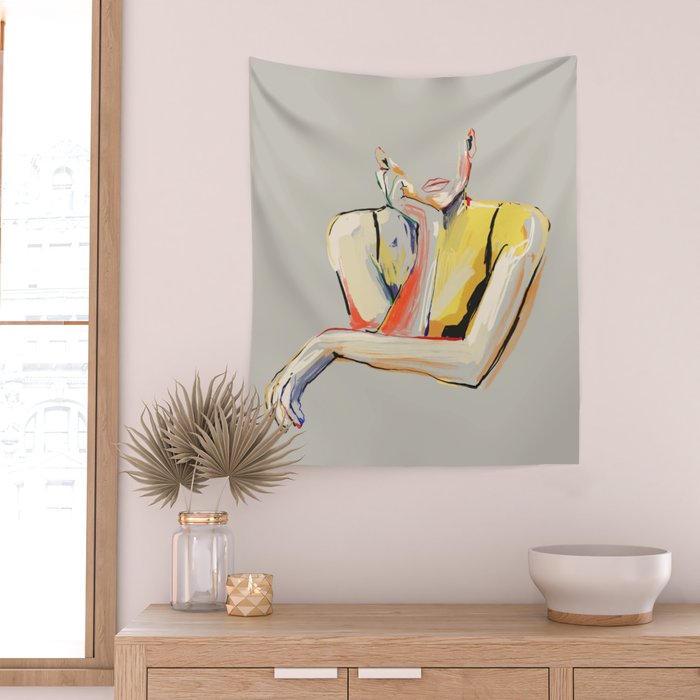Minimal Abstract Woman 3 Wall Tapestry Gallery Image 2