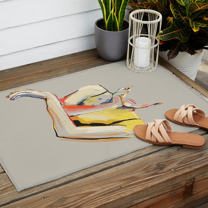 Minimal Abstract Woman 3 Outdoor Rug Gallery Image 2