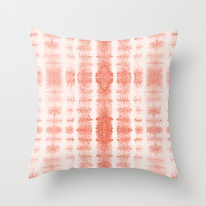Shibori Stripe - Coral Blush Throw Pillow Gallery Image 6