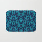 Japanese Seigaiha Blue Sea and Waves Bath Mat Gallery Image 1