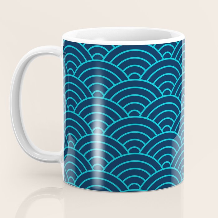 Japanese Seigaiha Blue Sea and Waves Coffee Mug Gallery Image 3