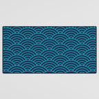 Japanese Seigaiha Blue Sea and Waves Desk Mat Gallery Image 3