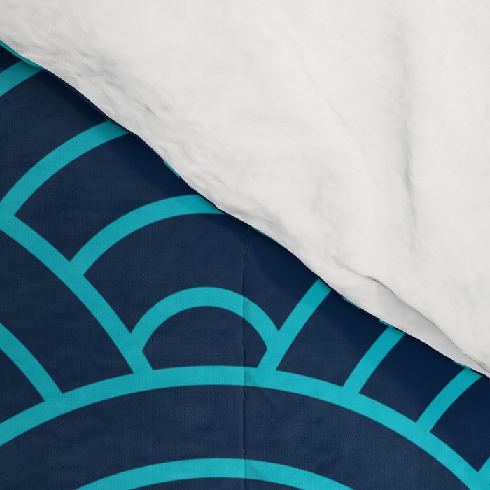 Japanese Seigaiha Blue Sea and Waves Comforter Gallery Image 4