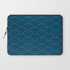 Japanese Seigaiha Blue Sea and Waves Laptop Sleeve Gallery Image 1