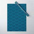 Japanese Seigaiha Blue Sea and Waves Wrapping Paper Gallery Image 1