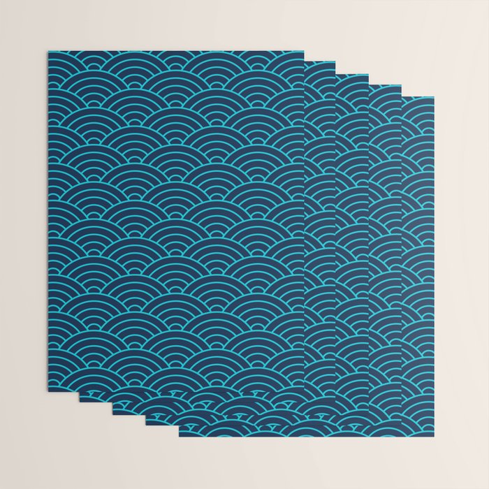 Japanese Seigaiha Blue Sea and Waves Wrapping Paper Gallery Image 3