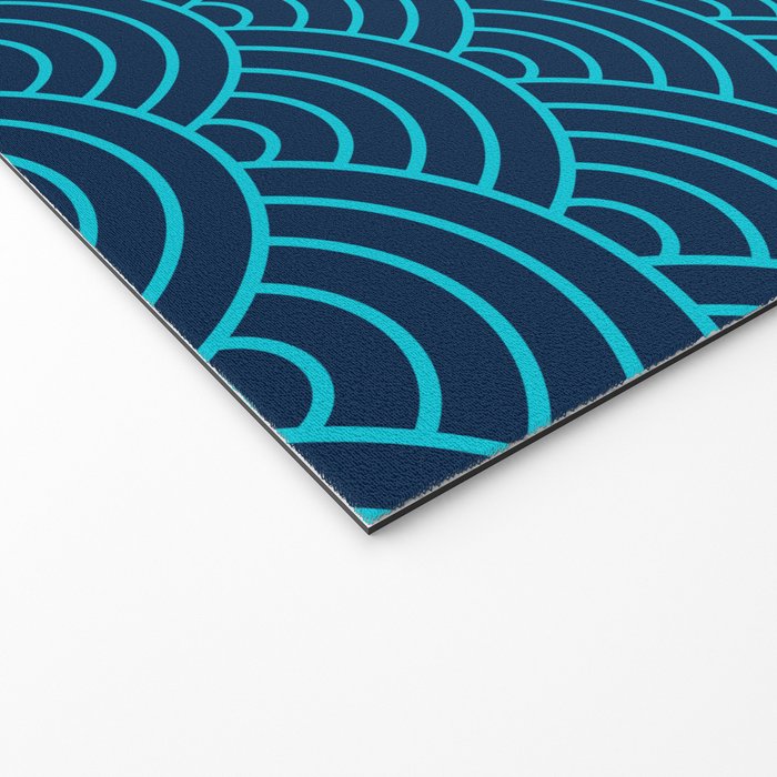 Japanese Seigaiha Blue Sea and Waves Welcome Mat Gallery Image 2