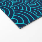 Japanese Seigaiha Blue Sea and Waves Welcome Mat Gallery Image 2