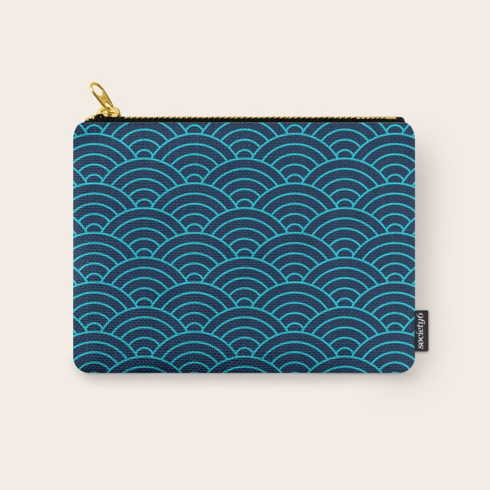 Japanese Seigaiha Blue Sea and Waves Carry All Pouch Gallery Image 1