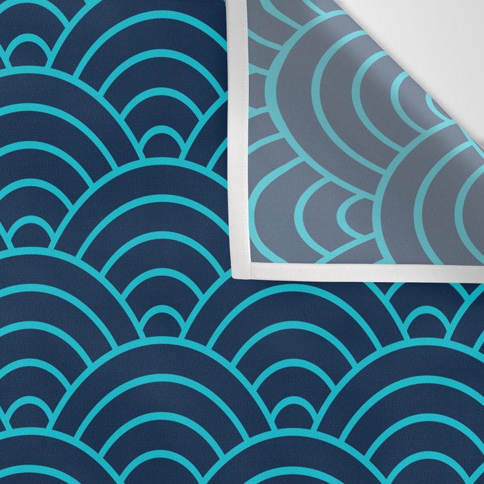 Japanese Seigaiha Blue Sea and Waves Wall Tapestry Gallery Image 3