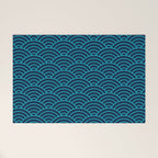 Japanese Seigaiha Blue Sea and Waves Welcome Mat Gallery Image 1