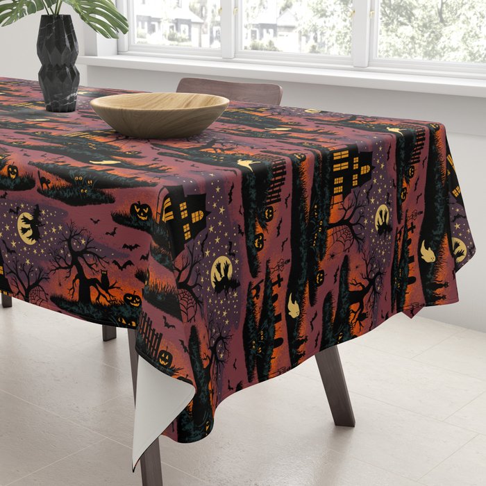 Halloween Night - Bonfire Glow Tablecloth Gallery Image 3