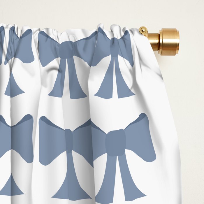 Vintage Bows VII Neutral Blue Window Curtain Gallery Image 2