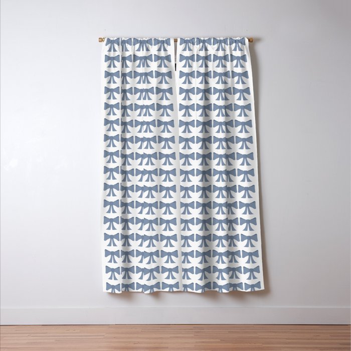 Vintage Bows VII Neutral Blue Window Curtain Gallery Image 3