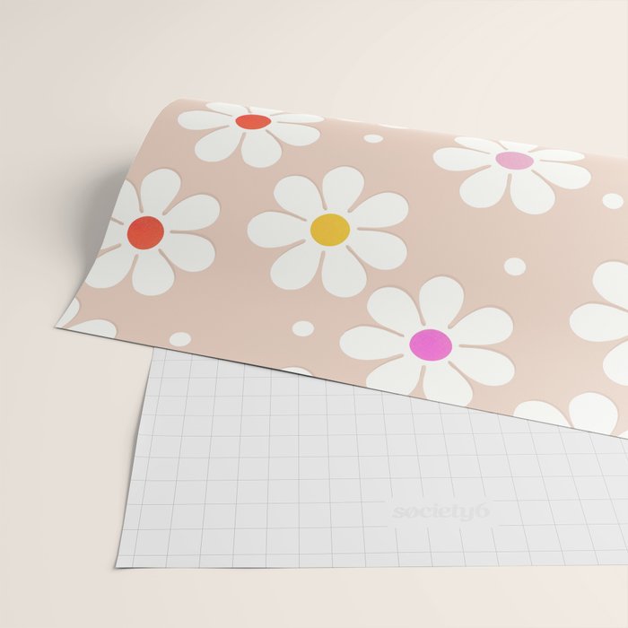 Seventies Daisies Pattern Wrapping Paper Gallery Image 2