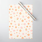Peach pink and orange flowers pattern Wrapping Paper Gallery Image 1