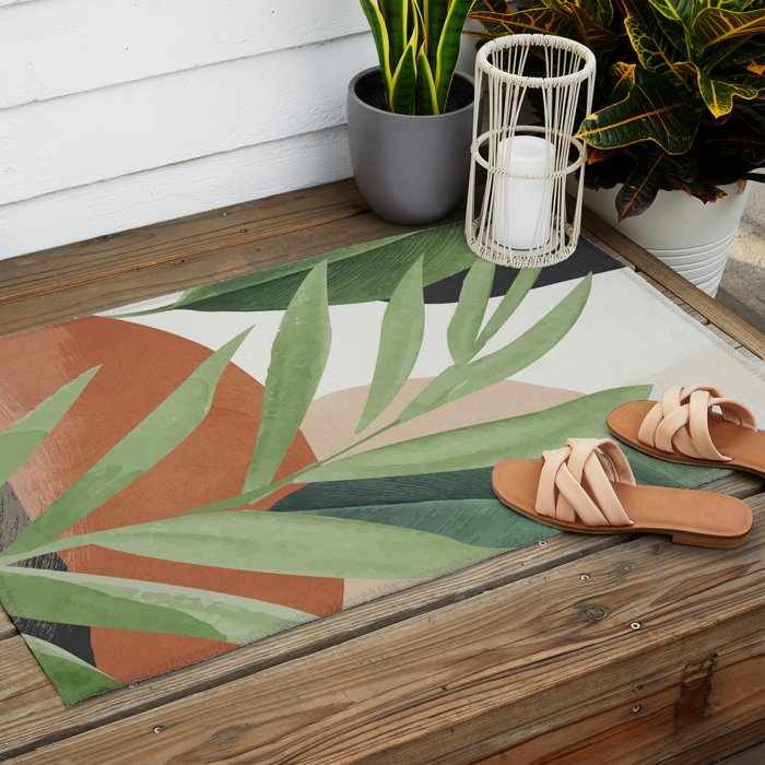 Tropical Leaves 7 Outdoor Rug Gallery Image 2