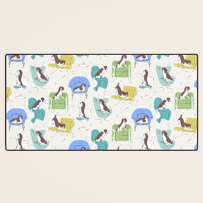 Mid-century Modern Chairs with Beagle Dogs Desk Mat Gallery Image 3
