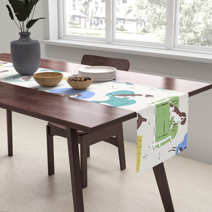 Mid-century Modern Chairs with Beagle Dogs Table Runner Gallery Image 2