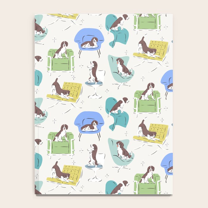 Mid-century Modern Chairs with Beagle Dogs Notebook Gallery Image 4