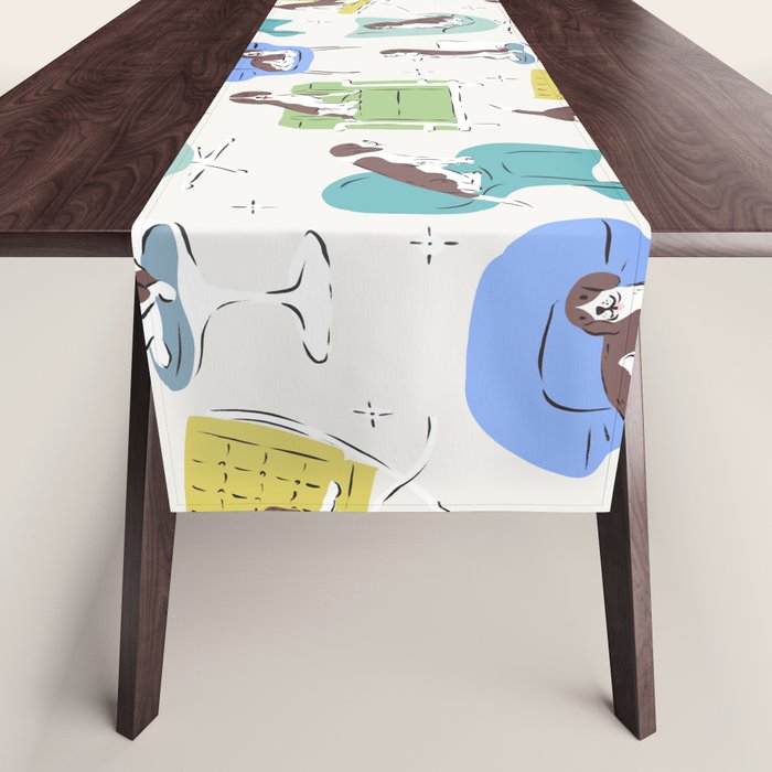 Mid-century Modern Chairs with Beagle Dogs Table Runner Gallery Image 1