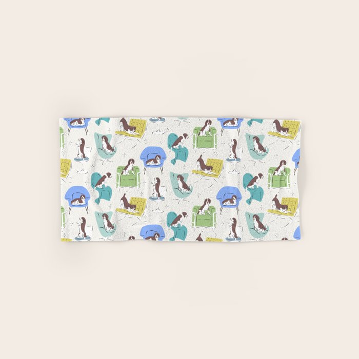 Mid-century Modern Chairs with Beagle Dogs Bath Towel Gallery Image 1