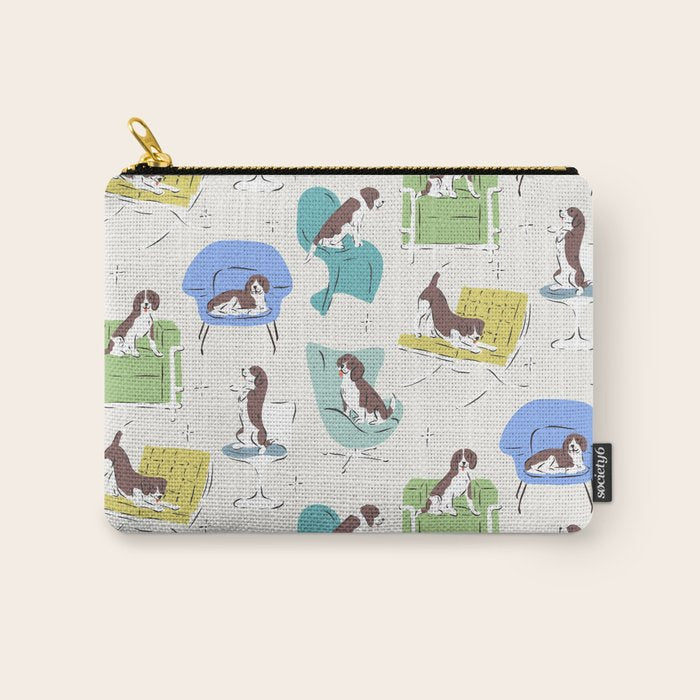 Mid-century Modern Chairs with Beagle Dogs Carry All Pouch Gallery Image 1