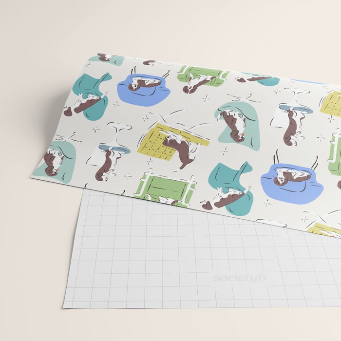 Mid-century Modern Chairs with Beagle Dogs Wrapping Paper Gallery Image 2