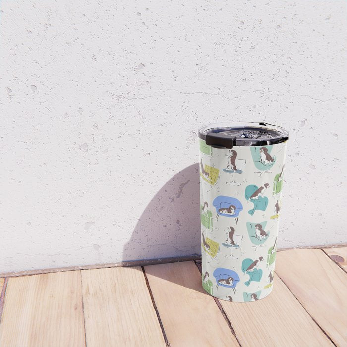 Mid-century Modern Chairs with Beagle Dogs Travel Mug Gallery Image 4