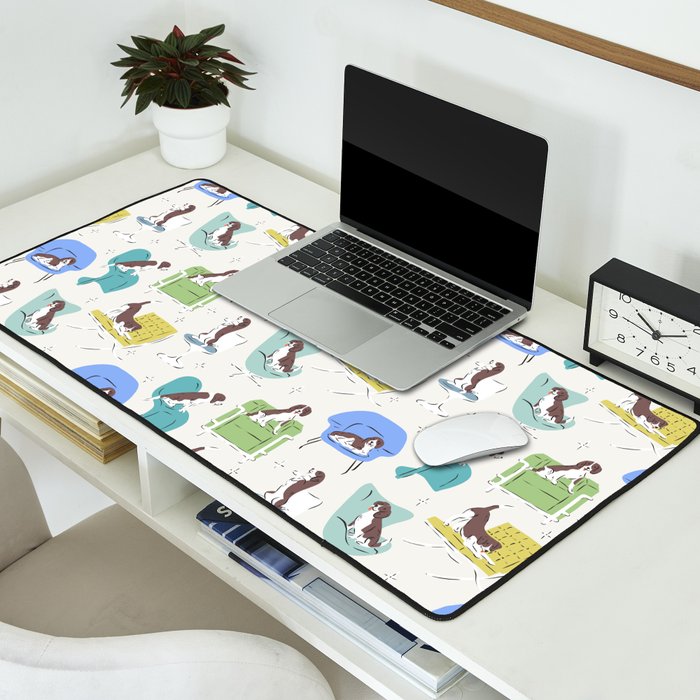 Mid-century Modern Chairs with Beagle Dogs Desk Mat Gallery Image 2