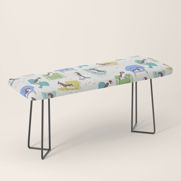 Mid-century Modern Chairs with Beagle Dogs Bench Gallery Image 1