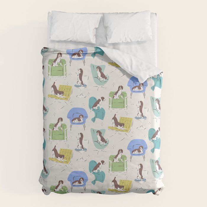 Mid-century Modern Chairs with Beagle Dogs Duvet Cover Gallery Image 6