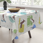 Mid-century Modern Chairs with Beagle Dogs Tablecloth Gallery Image 3