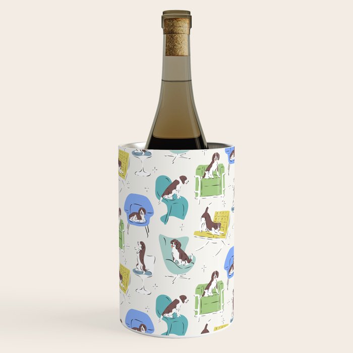 Mid-century Modern Chairs with Beagle Dogs Wine Chiller Gallery Image 1