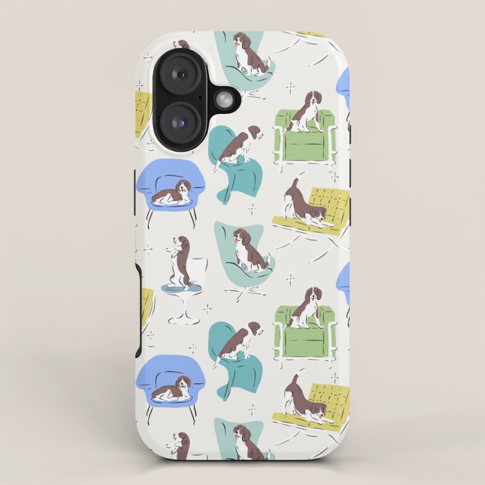 Mid-century Modern Chairs with Beagle Dogs iPhone Case Gallery Image 1